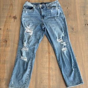 Judy Blue Distressed Straight Leg Jeans - Classic Blue